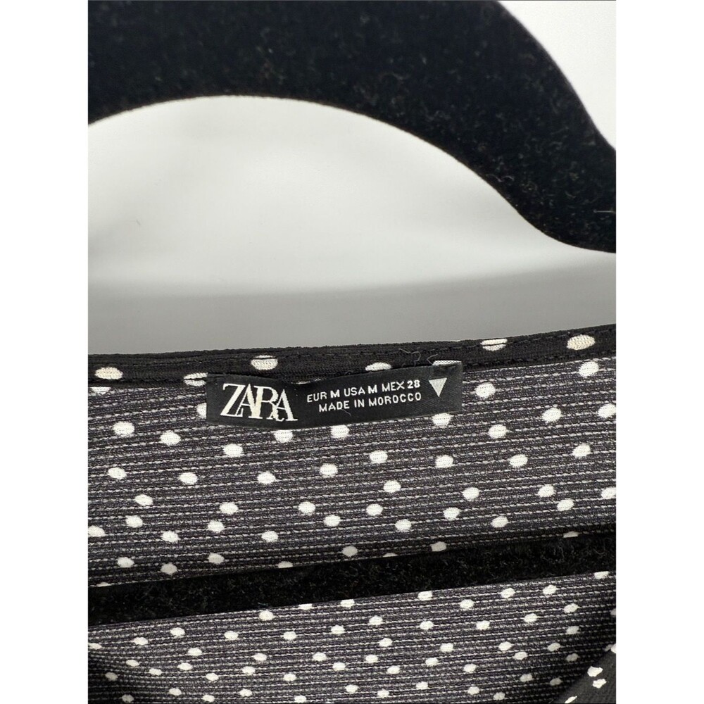 Zara Midi dress with V-neck, short puff sleeves, polka-dot print, and belt sz M - Picture 7 of 13